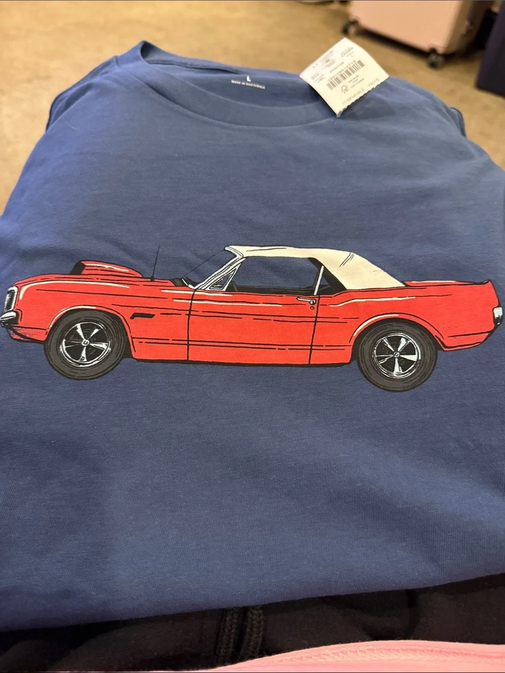 J. Crew Navy Short-Sleeve Tee with Red Convertible Graphic